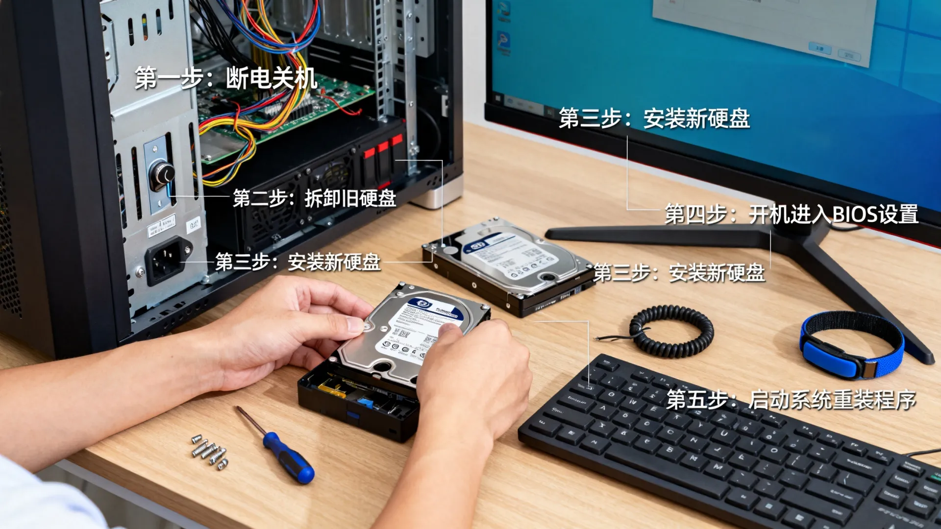 服务器更换硬盘之后怎样操作系统
