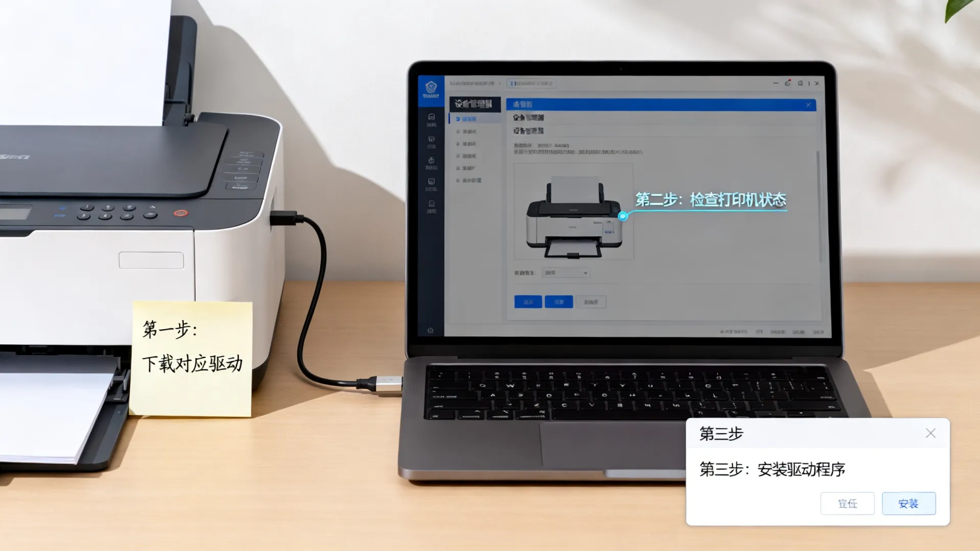 如何安装打印机连接电脑驱动程序