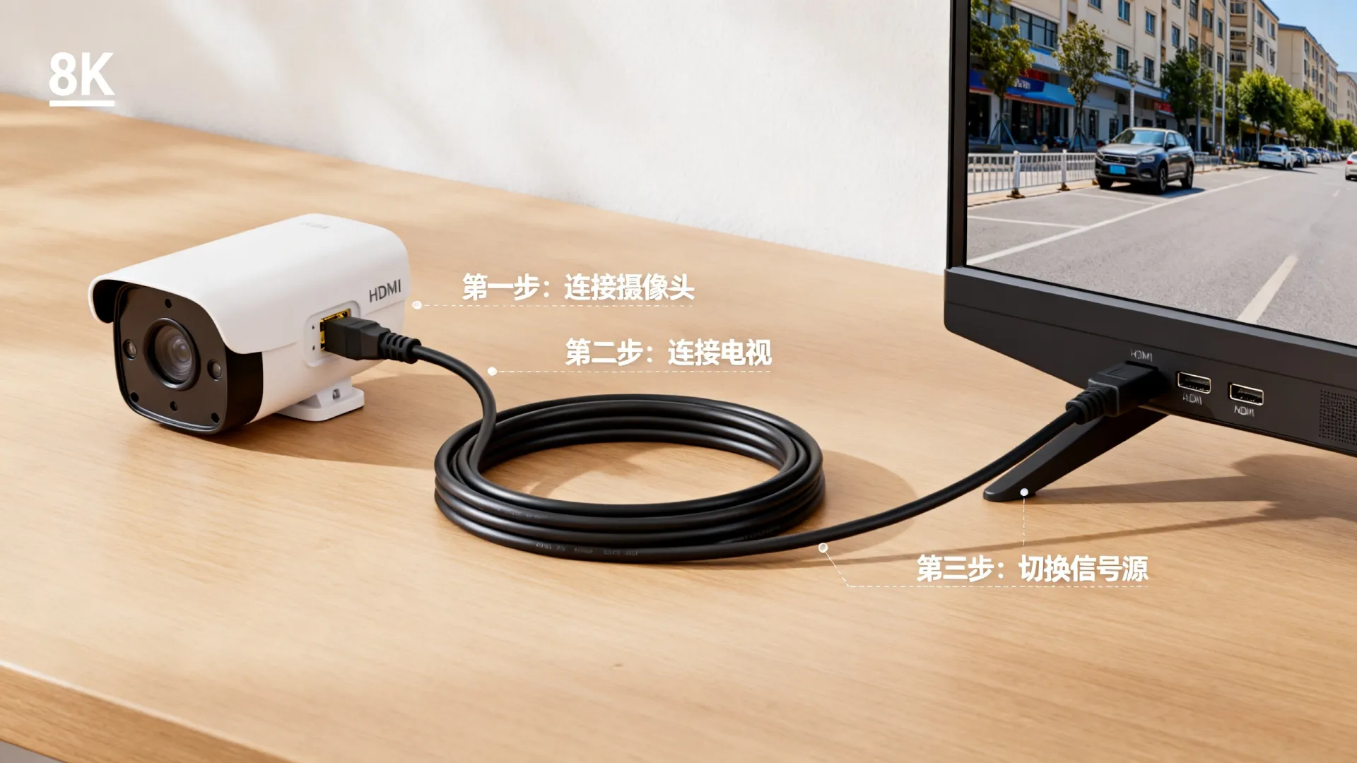 监控摄像头连接电视安装图解