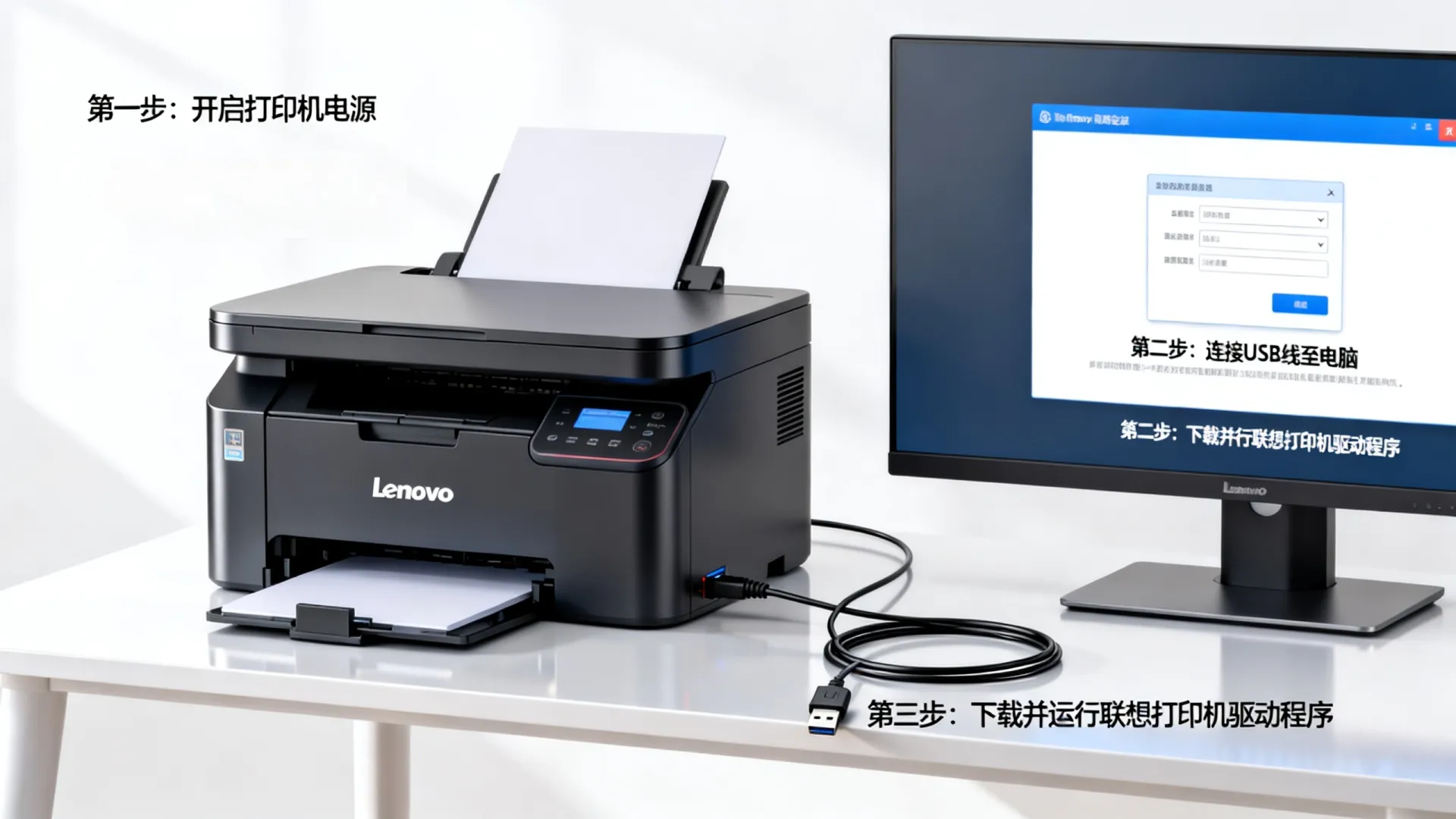 联想打印机怎么连接电脑安装驱动