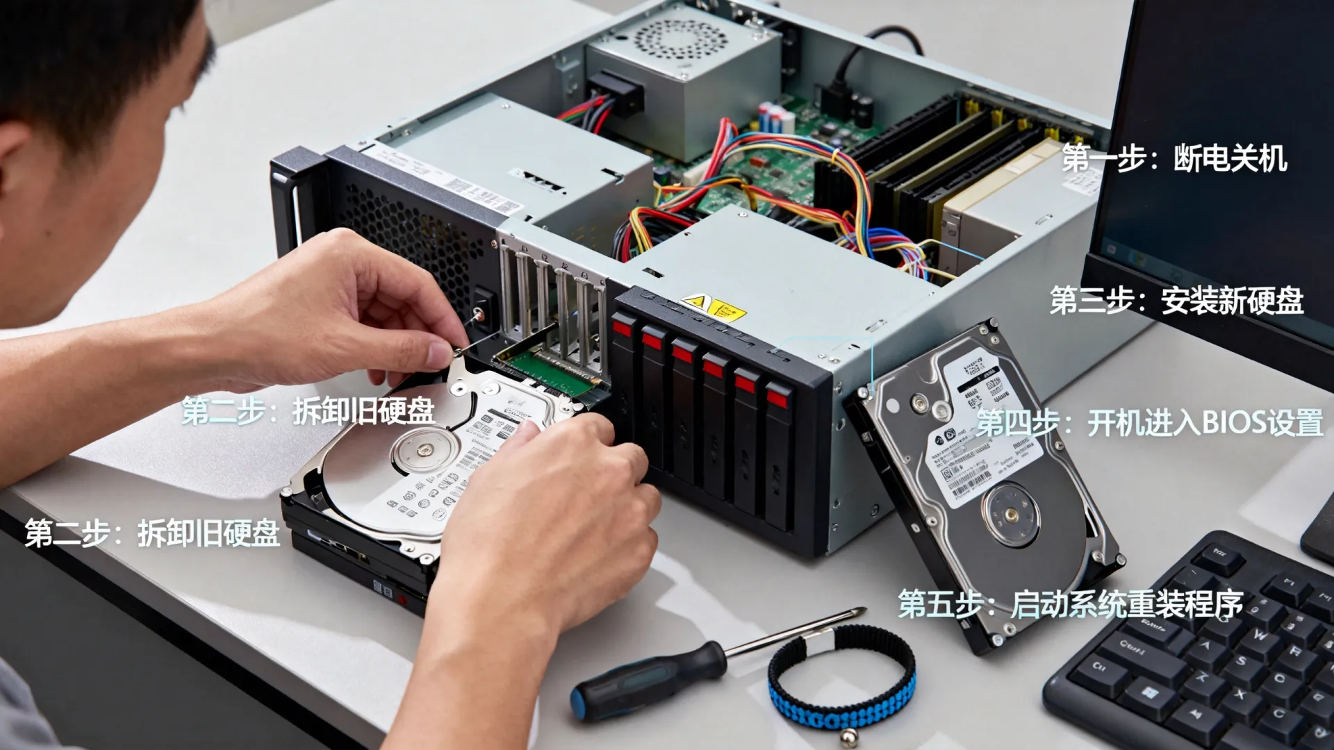 服务器更换硬盘之后怎样操作系统