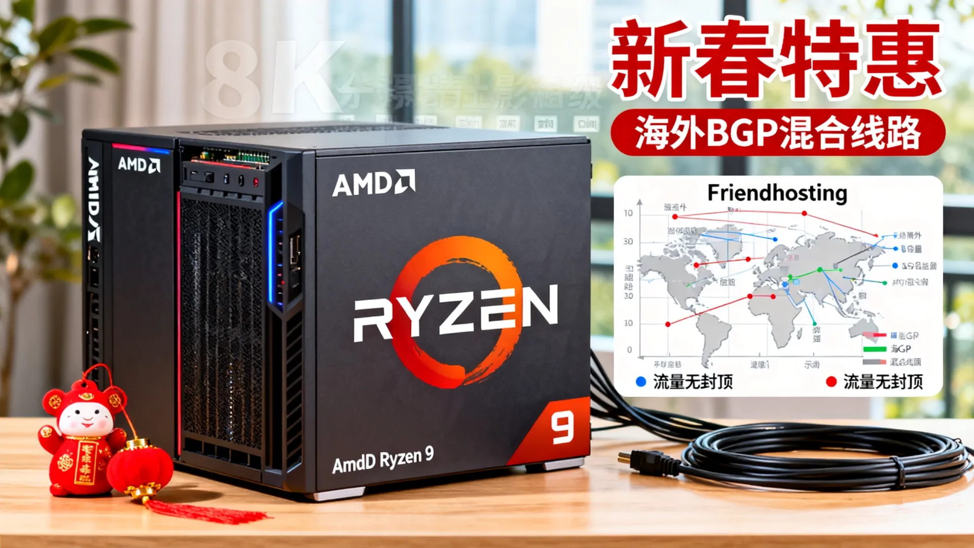 新春特惠 海外BGP混合线路 Friendhosting(AMD Ryzen 9,流量无封顶) 新春特惠 海外BGP混合线路 Friendhosting