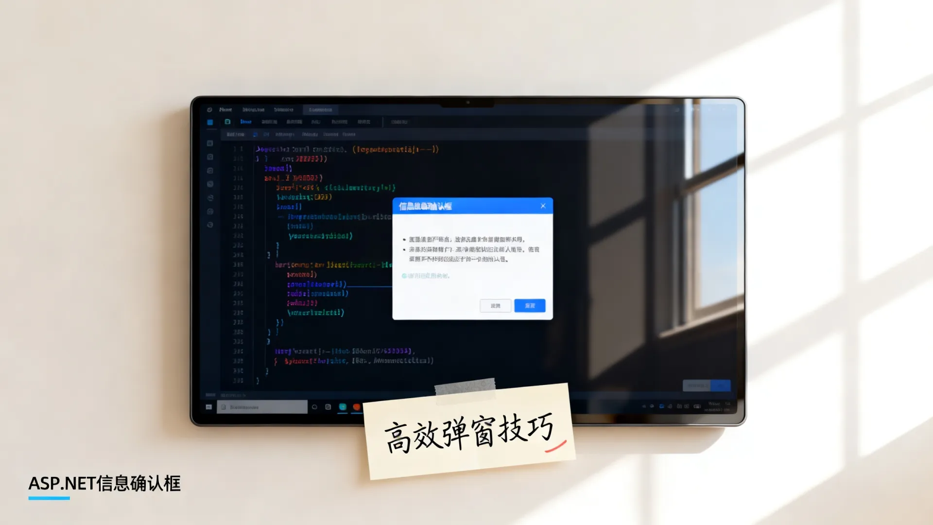 如何正确创建ASP.NET信息确认框?高效弹窗技巧与实例解析 如何正确创建ASP.NET信息确认框?高效弹窗技巧与实例解析