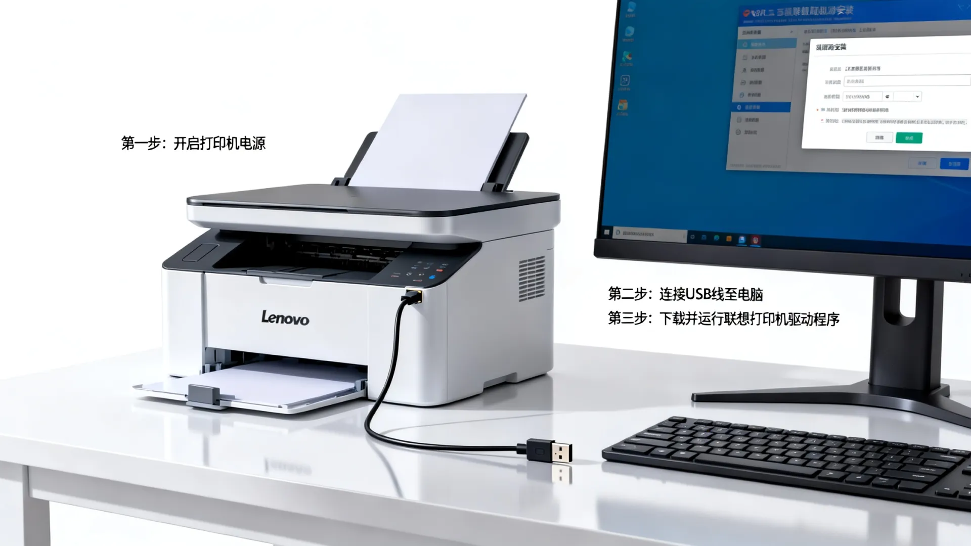 联想打印机怎么连接电脑安装驱动