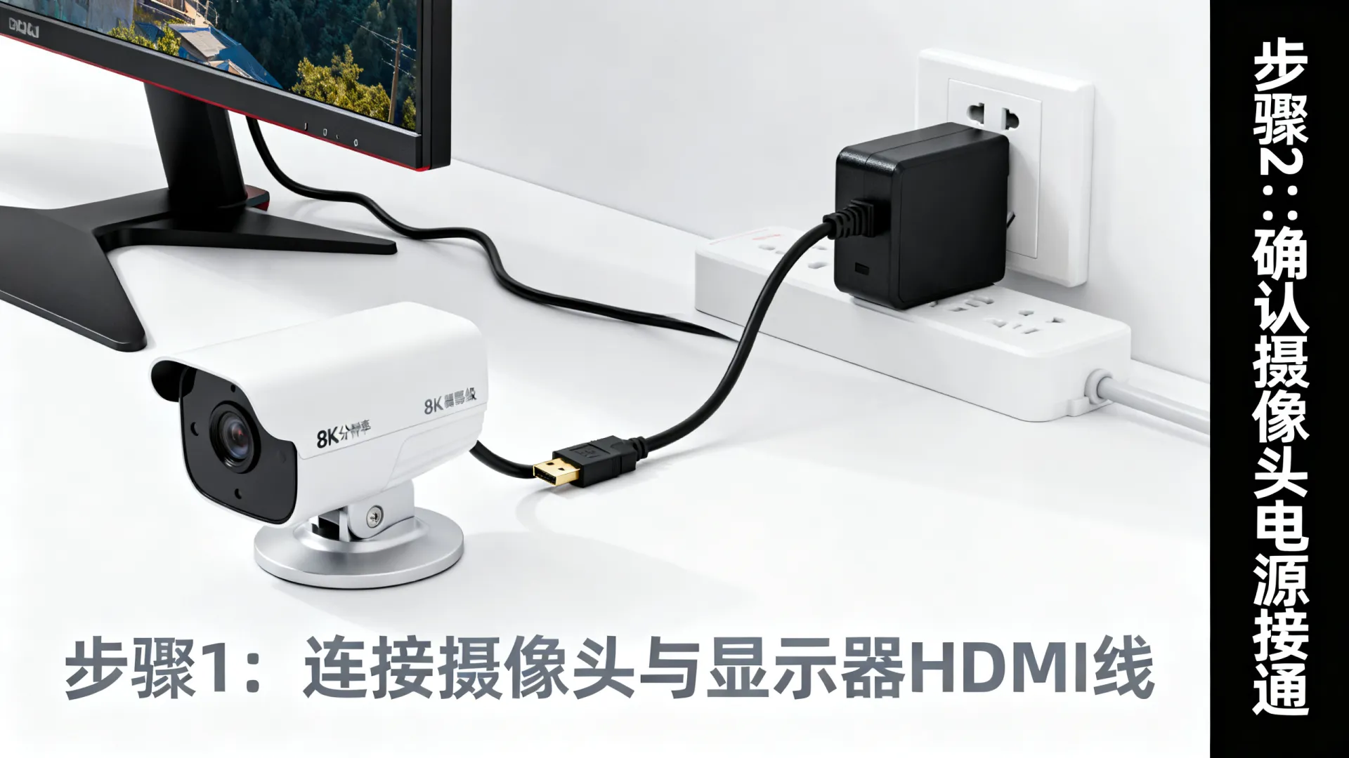 监控摄像头直接连接显示器教程