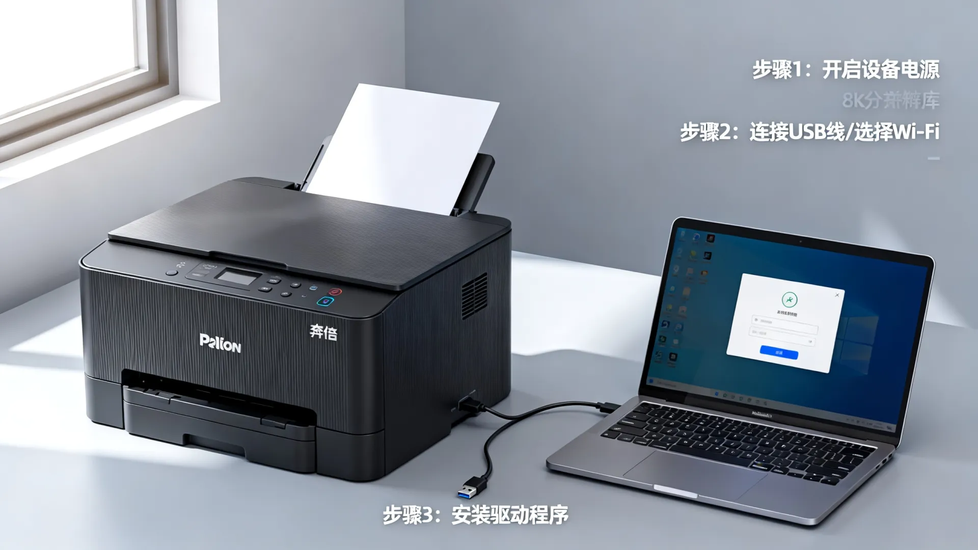奔图打印机连笔记本电脑