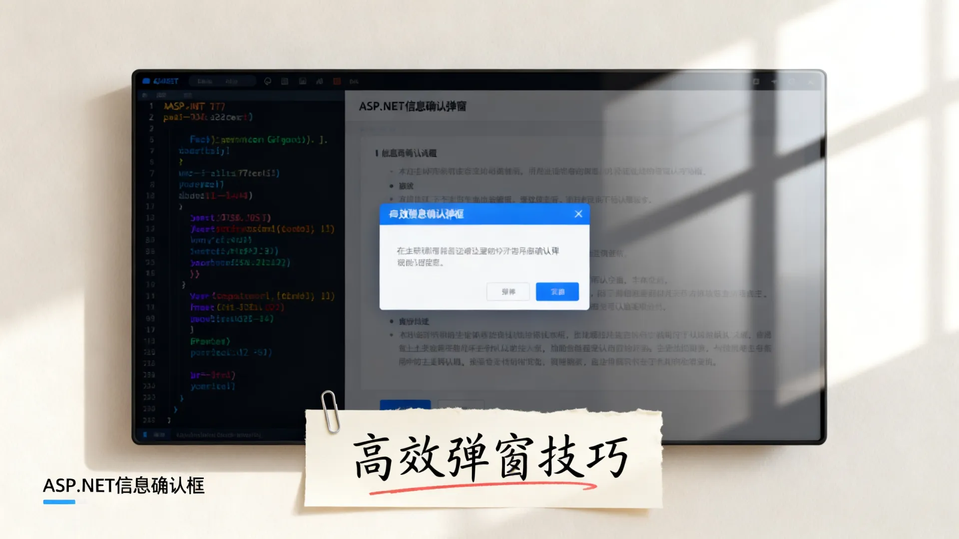 如何正确创建ASP.NET信息确认框?高效弹窗技巧与实例解析 如何正确创建ASP.NET信息确认框?高效弹窗技巧与实例解析