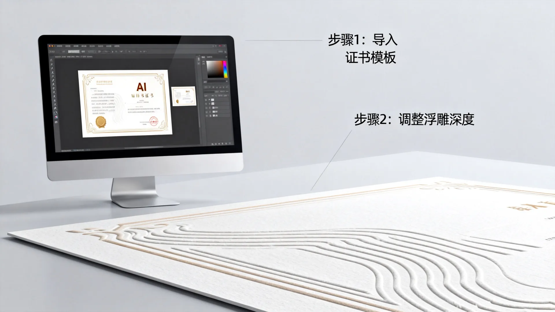 ai做线条浮雕证书教程