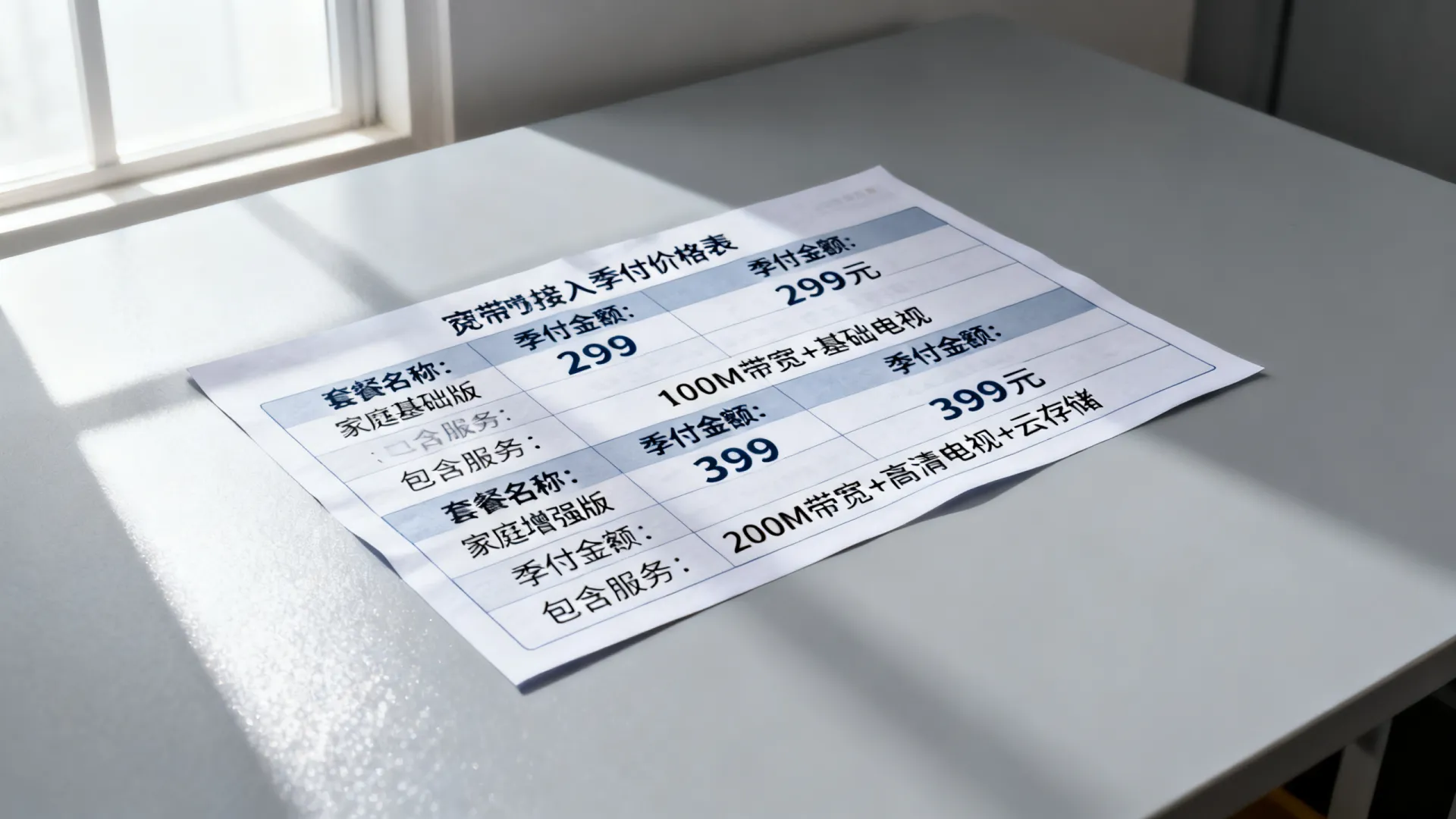 宽带接入季付