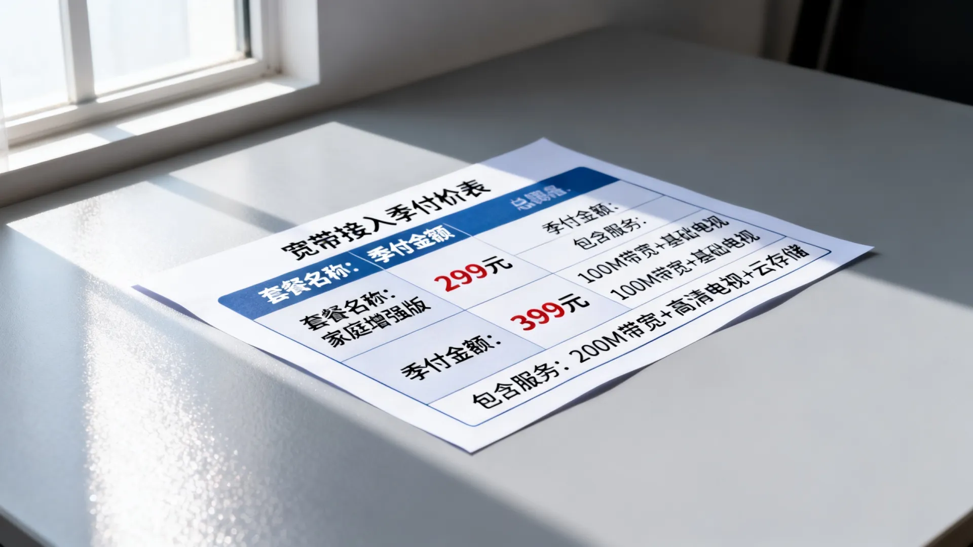 宽带接入季付